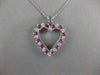ESTATE .75CTW DIAMOND RUBY 14KT WHITE GOLD OPEN HEART PENDANT + CHAIN G VS #9994