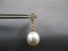 ESTATE LARGE .79CT DIAMOND & AAA SOUTH SEA PEARL 18KT YELLOW GOLD 3D HANGING EARRINGS