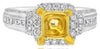 1.09CT DIAMOND 18KT 2 TONE GOLD 3D ROUND & PRINCESS SQUARE HALO ENGAGEMENT RING