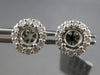 LARGE .62CT DIAMOND 18K WHITE GOLD 3D ROUND FLOWER HALO SEMI MOUNT STUD EARRINGS