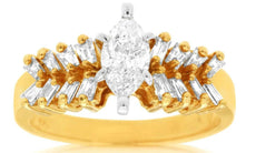 1.22CT DIAMOND 14KT YELLOW GOLD 3D MARQUISE & BAGUETTE CLASSIC ENGAGEMENT RING