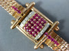 ANTIQUE LARGE 2.40CT DIAMOND & AAA RUBY 14KT ROSE GOLD SQUARE FUN BRACELET #2767