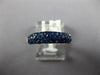 ESTATE 1.09CT AAA SAPPHIRE 18KT WHITE GOLD 3D THREE ROW CLASSIC PAVE FUN RING