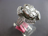 EXTRA LARGE 2.14CT DIAMOND 18K WHITE GOLD 3D ROUND & BAGUETTE FLORAL SQUARE RING