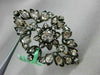 ANTIQUE LARGE 2.0CT DIAMOND 14KT YELLOW GOLD & SILVER 3D FLOWER LEAF BROOCH PIN