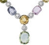 LARGE 113.58CT DIAMOND & AAA MULTI COLOR SAPPHIRE 18K WHITE GOLD TENNIS NECKLACE
