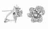 ESTATE .99CT DIAMOND 14KT WHITE GOLD 3D ROUND ROSE FLOWER CLIP ON STUD EARRINGS