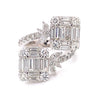 LARGE 3.02CT DIAMOND 18KT WHITE GOLD 3D MULTI SHAPE DOUBLE LEAF CRISS CROSS RING