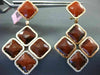 LARGE .80CT DIAMOND & TIGER EYE & QUARTZ 14KT ROSE GOLD SQUARE HANGING EARRINNGS