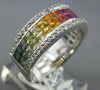 3.70CT DIAMOND & AAA RAINBOW SAPPHIRE 14K WHITE GOLD PRINCESS INVISIBLE FUN RING