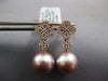 .77CT DIAMOND & AAA PINK SOUTH SEA PEARL 18KT ROSE GOLD FLOWER HANGING EARRINGS
