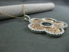 ESTATE LARGE 1.95CT DIAMOND 14KT WHITE & ROSE GOLD 5 LEAF CLOVER PENDANT & CHAIN