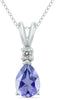 .42CT DIAMOND & AAA TANZANITE 14K WHITE GOLD PEAR SHAPE & ROUND FLOATING PENDANT