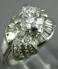 ANTIQUE WIDE 1.59CT DIAMOND PLATINUM 3D ROUND & BAGUETTE ENGAGEMENT RING #26657