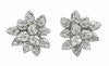EXTRA LARGE 4.73CT DIAMOND 18KT WHITE GOLD 3D MULTI SHAPE FLOWER STUD EARRINGS