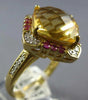 LARGE 5.77CT DIAMOND & AAA PINK SAPPHIRE & CITRINE 14KT YELLOW GOLD SQUARE RING