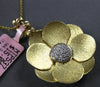 ESTATE LARGE .19CT DIAMOND 14KT 2 TONE GOLD 3D FLOWER FUN FLOATING PENDANT