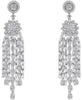 LARGE 4.48CT DIAMOND 18KT WHITE GOLD 3D ROUND & BAGUETTE FLOWER HANGING EARRINGS