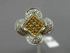ESTATE .36CT WHITE & FANCY YELLOW DIAMOND 18K 2 TONE GOLD SQUARE FRIENDSHIP RING