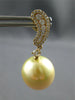 ESTATE LARGE .6CT DIAMOND & AAA GOLDEN SOUTH SEA PEARL 18K YELLOW GOLD CHANNEL EARRINGS