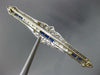ANTIQUE LARGE 2.70CT OLD MINE DIAMOND & AAA SAPPHIRE 14KT WHITE GOLD BROOCH PIN