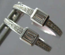 .31CT DIAMOND 14KT WHITE GOLD 3D CLASSIC ROUND & BAGUETTE HOOP HANGING EARRINGS