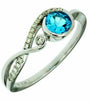 ESTATE .60CT DIAMOND & AAA BLUE TOPAZ 14K WHITE GOLD 3D ROUND LOVE KNOT FUN RING