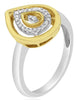 ESTATE .11CT DIAMOND 14KT 2 TONE GOLD 3D MULTI TEAR DROP FUN RING