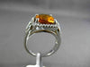 ESTATE LARGE 4.93CT DIAMOND & EXTRA FACET CITRINE 14KT WHITE GOLD HALO LEAF RING