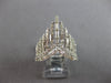 ESTATE LARGE 1.35CT DIAMOND 14KT WHITE GOLD ROUND & BAGUETTE V SHAPE CROWN RING