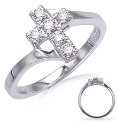 ESTATE .35CT DIAMOND 14KT WHITE GOLD 3D CLASSIC CROSS FUN RING