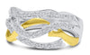 ESTATE WIDE .16CT DIAMOND 14KT 2 TONE GOLD 3D MULTI ROW CRISS CROSS FUN RING