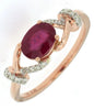 ESTATE 1.12CT DIAMOND & AAA RUBY 14K ROSE GOLD 3D CRISS CROSS INFINITY LOVE RING