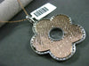 ESTATE LARGE 1.95CT DIAMOND 14KT WHITE & ROSE GOLD 5 LEAF CLOVER PENDANT & CHAIN