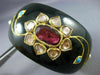 ANTIQUE LARGE ROSE CUT DIAMOND & TOURMALINE 22KT YELLOW GOLD FLOWER BANGLE 24327