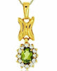 ESTATE .38CT DIAMOND & AAA PERIDOT 14KT YELLOW GOLD 3D FLOWER BUTTERFLY PENDANT