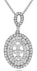 1.0CT DIAMOND 18KT WHITE GOLD 3D CLASSIC FLORAL DOUBLE OVAL FUN FLOATING PENDANT