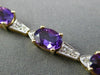 ESTATE LONG 10.65CT DIAMOND & AAA AMETHYST 14KT TWO TONE GOLD 3D TENNIS BRACELET