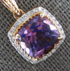 2.15CT DIAMOND & AAA AMETHYST 14KT ROSE GOLD 3D CUSHION & ROUND FILIGREE PENDANT