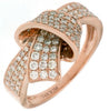 ESTATE .74CT DIAMOND 14KT ROSE GOLD 3D MULTI ROW CRISS CROSS BOW FUN RING