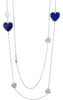 EXTRA LONG 10.01CT DIAMOND & AAA LAPIS 18K WHITE GOLD MULTI HEART LOVE NECKLACE
