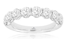 LARGE 2.5CT DIAMOND 14K WHITE GOLD SHARED PRONG 8 STONE WEDDING ANNIVERSARY RING