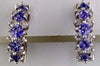 2.17CT DIAMOND & AAA TANZANITE 14KT WHITE GOLD PRINCESS & ROUND HANGING EARRINGS