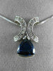 ANTIQUE 2.36CT DIAMOND & AAA SAPPHIRE 18K WHITE GOLD 3D TRILLION PENDANT #10391