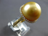 EXTRA LARGE .44CT DIAMOND & AAA GOLDEN SOUTH SEA PEARL 18K YELLOW GOLD HALO RING