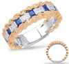 ESTATE WIDE .74CT DIAMOND & AAA SAPPHIRE 14KT WHITE & ROSE GOLD ANNIVERSARY RING