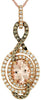 1.5CT WHITE & MOCHA DIAMOND & MORGANITE 14KT ROSE GOLD OVAL & ROUND HALO PENDANT