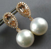 2.39CT DIAMOND & AAA MORGANITE & SOUTH SEA PEARL 18KT ROSE GOLD HANGING EARRINGS
