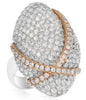 EXTRA LARGE 2.96CT DIAMOND 18K WHITE & ROSE GOLD MARQUISE SHAPE PAVE X LOVE RING
