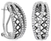 ESTATE .39CT DIAMOND 14KT WHITE & BLACK GOLD 3 ROW WEB CLIP ON HANGING EARRINGS